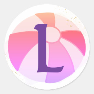 Splash Pool Party initial Birthday Classic Round Sticker
