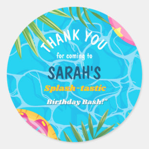 Splash Pool Party Summer Swimming Water Birthday  Classic Round Sticker