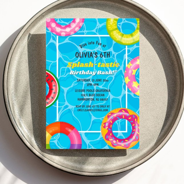 Splash Pool Party Summer Swimming Water Birthday Invitation (Creator Uploaded)