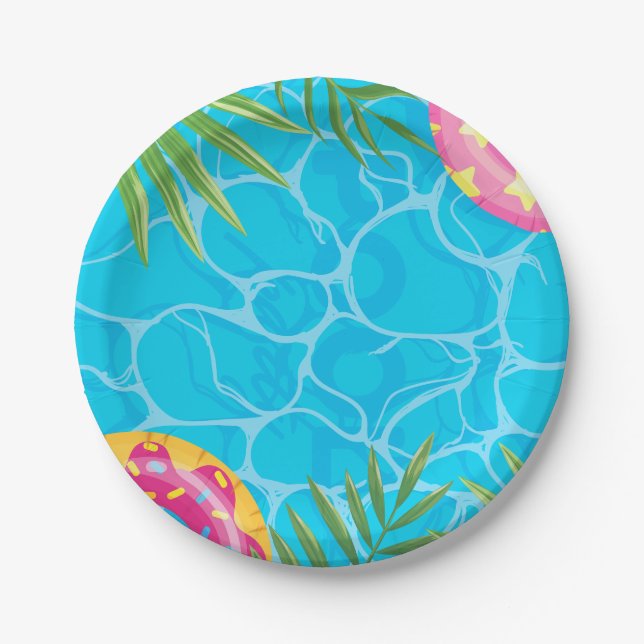 Splash Pool Party Summer Swimming Water Birthday  Paper Plate (Front)