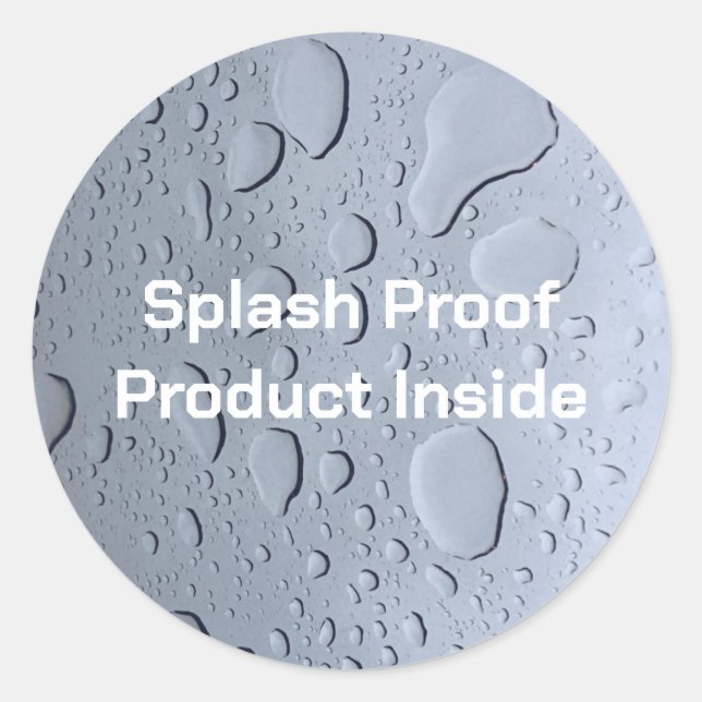 Splash Proof Custom Text Water Drops Package Label (Front)