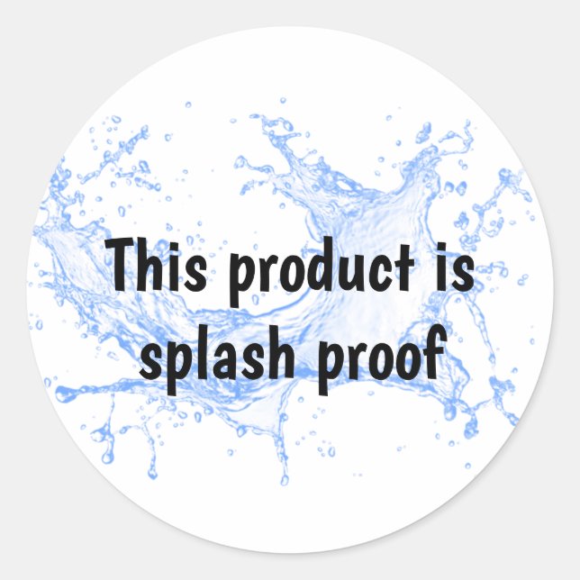Splash proof product package seal label sticker (Front)