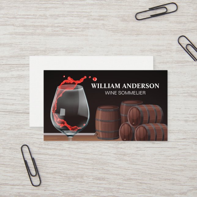 Splash Red Wine | Barrels Business Card (Front/Back In Situ)