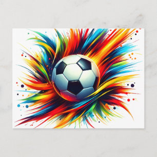 Splash Soccer Ball Futuristic Football Abstract Announcement Postcard