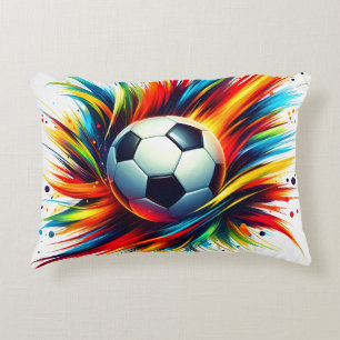 Splash Soccer Ball Futuristic Football Abstract Decorative Cushion