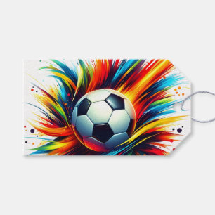 Splash Soccer Ball Futuristic Football Abstract Gift Tags