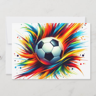 Splash Soccer Ball Futuristic Football Abstract Holiday Card