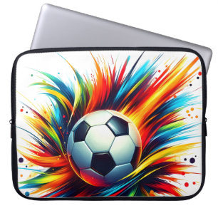Splash Soccer Ball Futuristic Football Abstract Laptop Sleeve