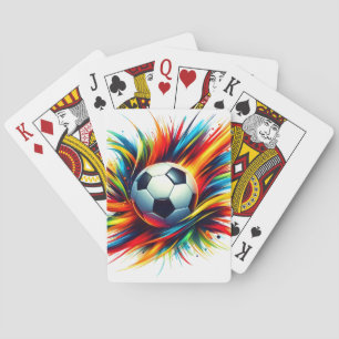 Splash Soccer Ball Futuristic Football Abstract Playing Cards