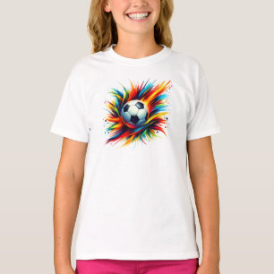 Splash Soccer Ball Futuristic Football Abstract T-Shirt