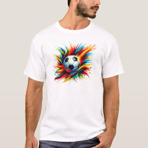 Splash Soccer Ball Futuristic Football Abstract T-Shirt