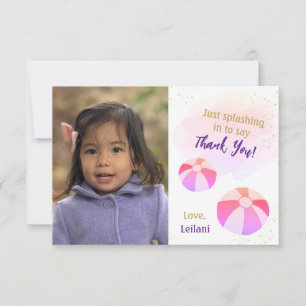 Splash Sparkle Water Pool Party Birthday Thank You Card