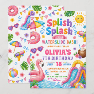 Splash Splash Waterslide Bash Birthday Invitation