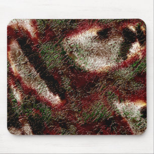 Splash texture in brown to moss green and white mouse mat