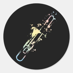 Splash Trombone Classic Round Sticker