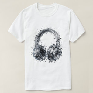 Splash Water Headphones Fluid Audio Music Art T-Shirt