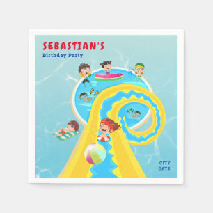 Splash Water Park Summer Waterslide Birthday Party Napkin