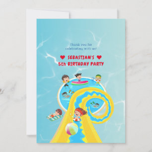 Splash Water Park Summer Waterslide Birthday Party Thank You Card