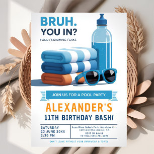 Splash Zone Boy Birthday Pool Party Invitation