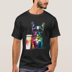 splashes french bulldog 90s sunglasses and coffee T-Shirt