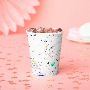 Splashes of Paint Abstract Art Paper Cups