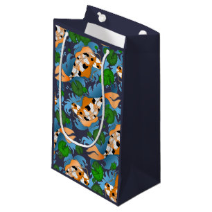 Splashing Asian Carp Koi Fish Pond Lilies Small Gift Bag