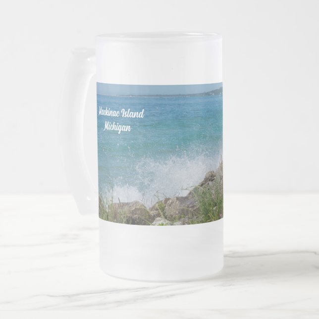 Splashing At Mackinac Frosted Mug (Front Left)