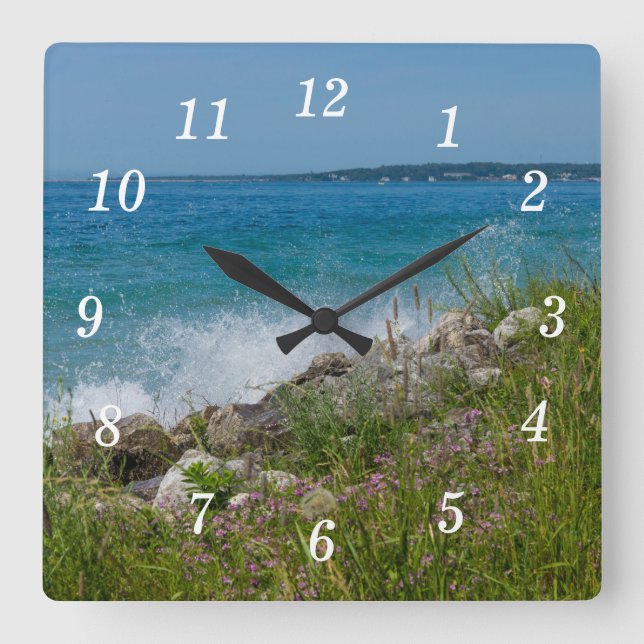 Splashing At Mackinac Wall Clock (Front)