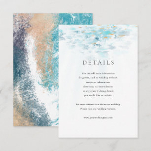 Splashing Blue Waves Coastal Wedding Details Card
