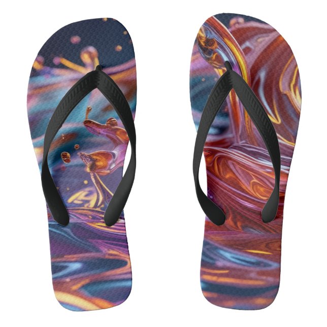 Splashing Color Liquids Flip Flops (Footbed)