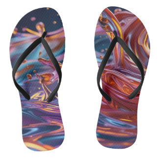 Splashing Color Liquids Flip Flops