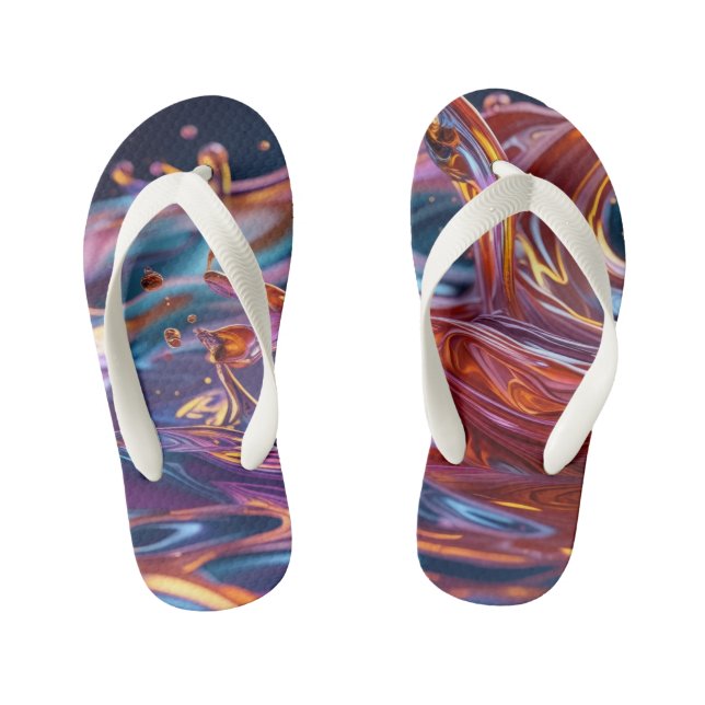 Splashing Color Liquids Kid's Flip Flops (Footbed)