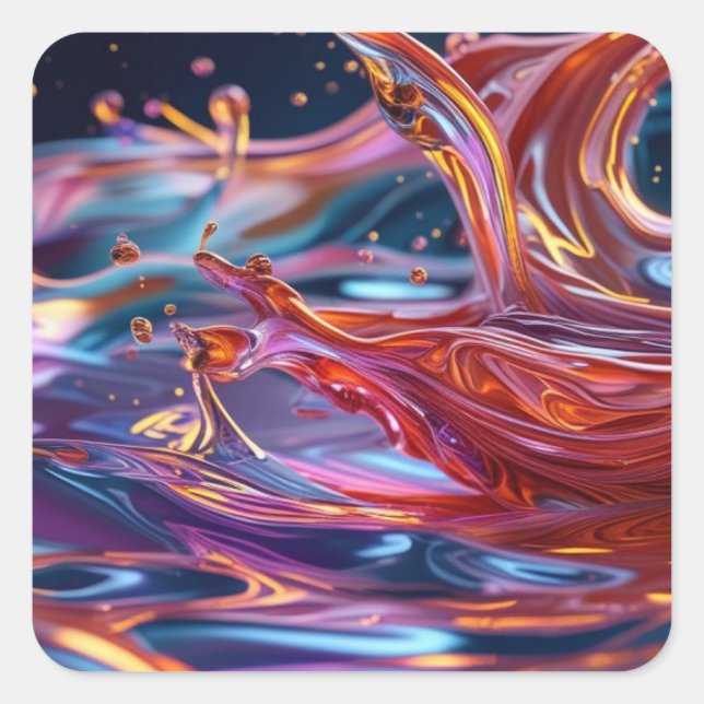Splashing Color Liquids Square Sticker (Front)