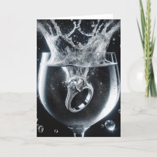 Splashing Diamond Wedding Ring In Glass Card