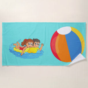 Splashing kids Beach Towel