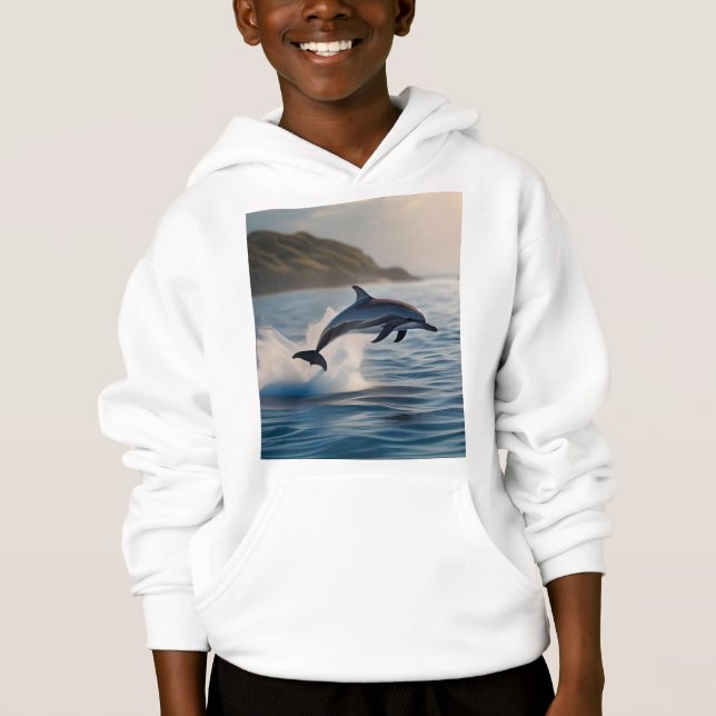 Splashing Leaping Dolphin: A Dance of Joy in Ocean (Front)