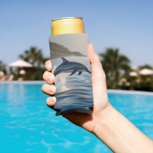 Splashing Leaping Dolphin: A Dance of Joy in Ocean Seltzer Can Cooler