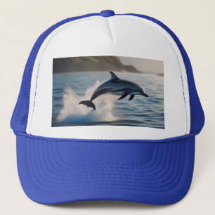 Splashing Leaping Dolphin: A Dance of Joy in Ocean Trucker Hat
