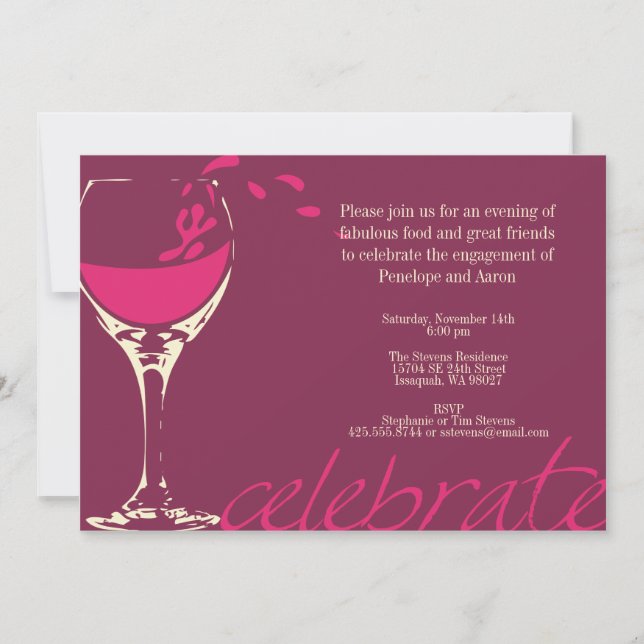 Splashing Merlot Party Invitation (Front)