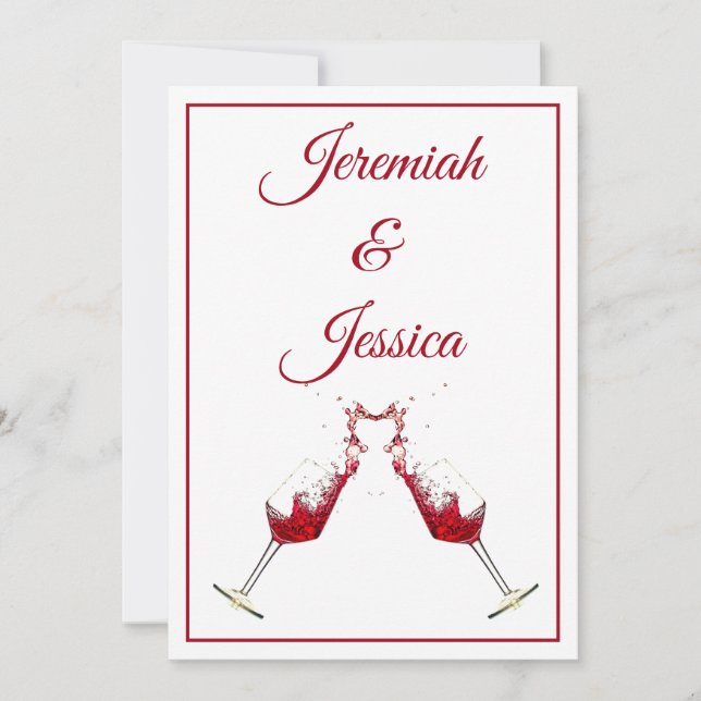 Splashing Red Wine Goblets Invitation (Front)