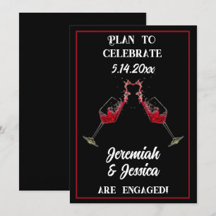 Splashing Red Wine Goblets Save the Date Invitation