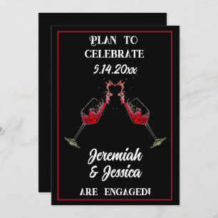 Splashing Red Wine Goblets Save the Date Invitation