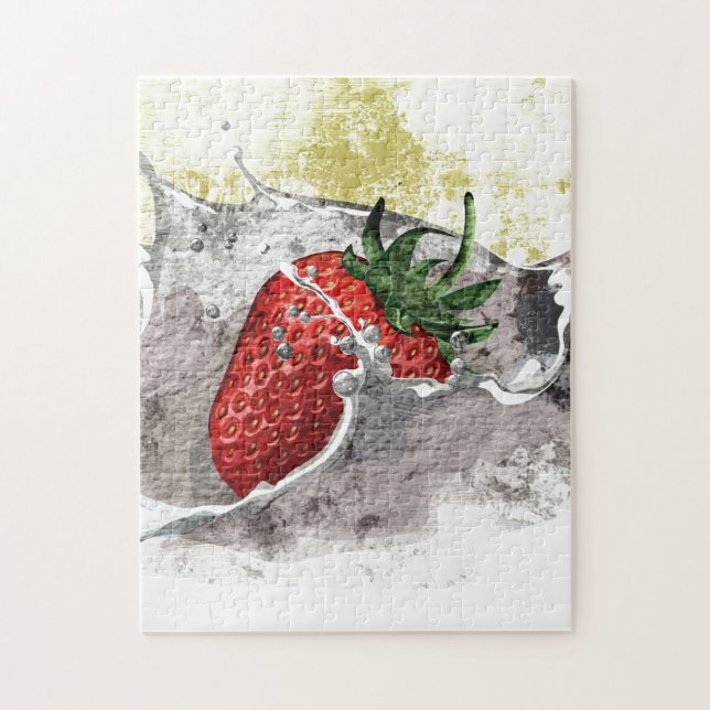 Splashing Strawberry Jigsaw Puzzle (Vertical)