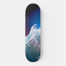 Splashing Wave Dark Blue Deep Red Skateboard