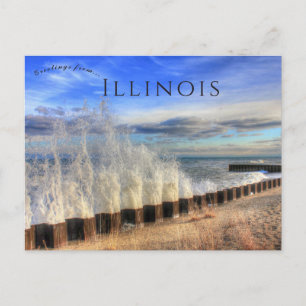 Splashing Waves at Illinois Beach State Park Postcard