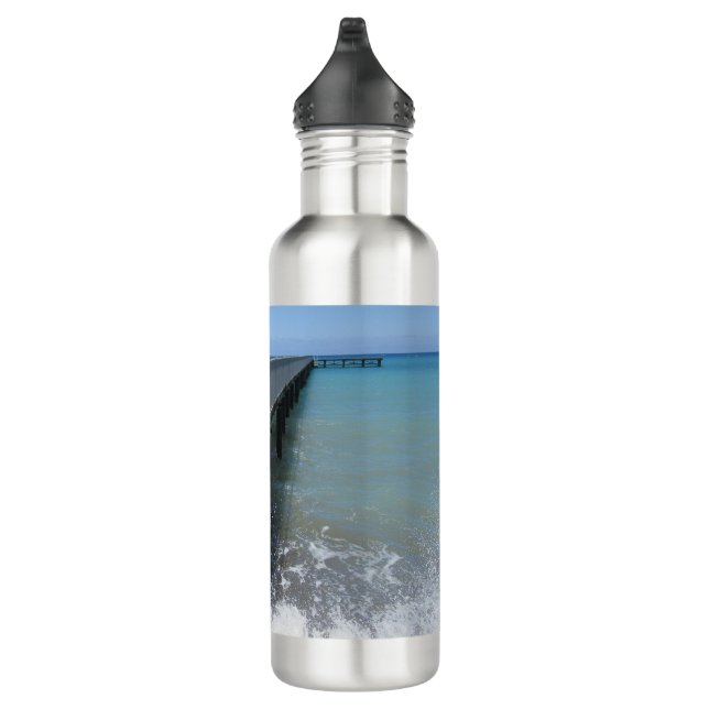 Splashing Waves on Wharf Design 710 Ml Water Bottle (Right)