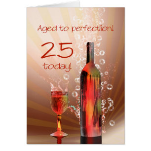 Splashing wine 25th birthday card