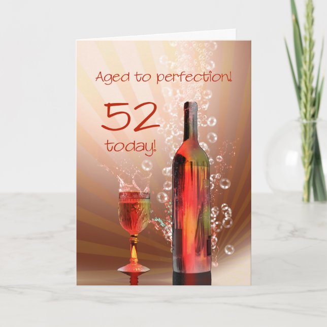 Splashing wine 52nd birthday card (Front)