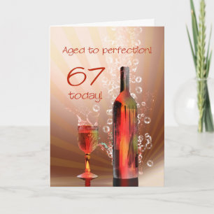 Splashing wine 67th birthday card