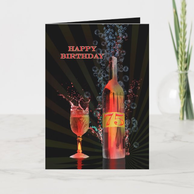 Splashing wine 75th birthday card (Front)